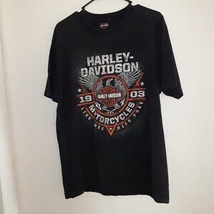 HARLEY DAVIDSON BLACK T-SHIRT LIVE FREE RIDE FREE NAGS HEAD NORTH CAROLINA LARGE